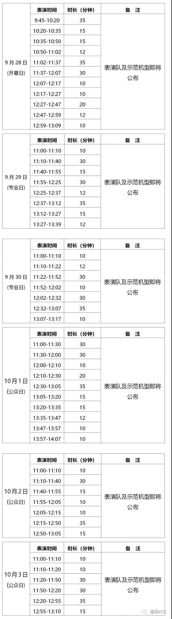 中國國際航空航天博覽會(huì )日程